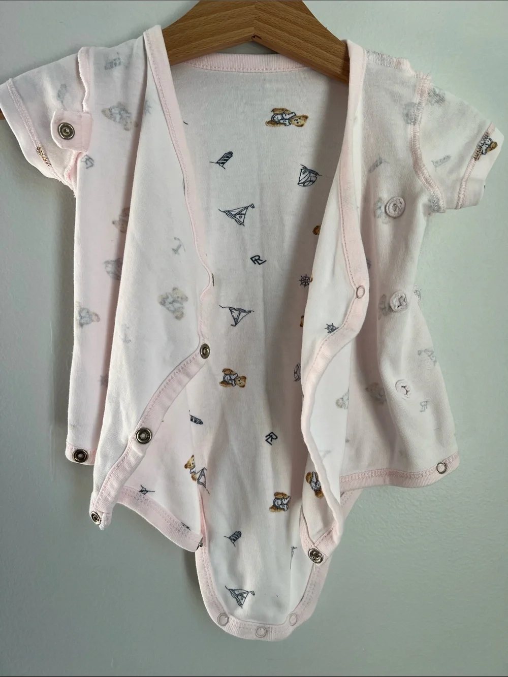 Ralph Lauren | Light Pink Teddy & Nautical Print One-Piece Size 6 Months